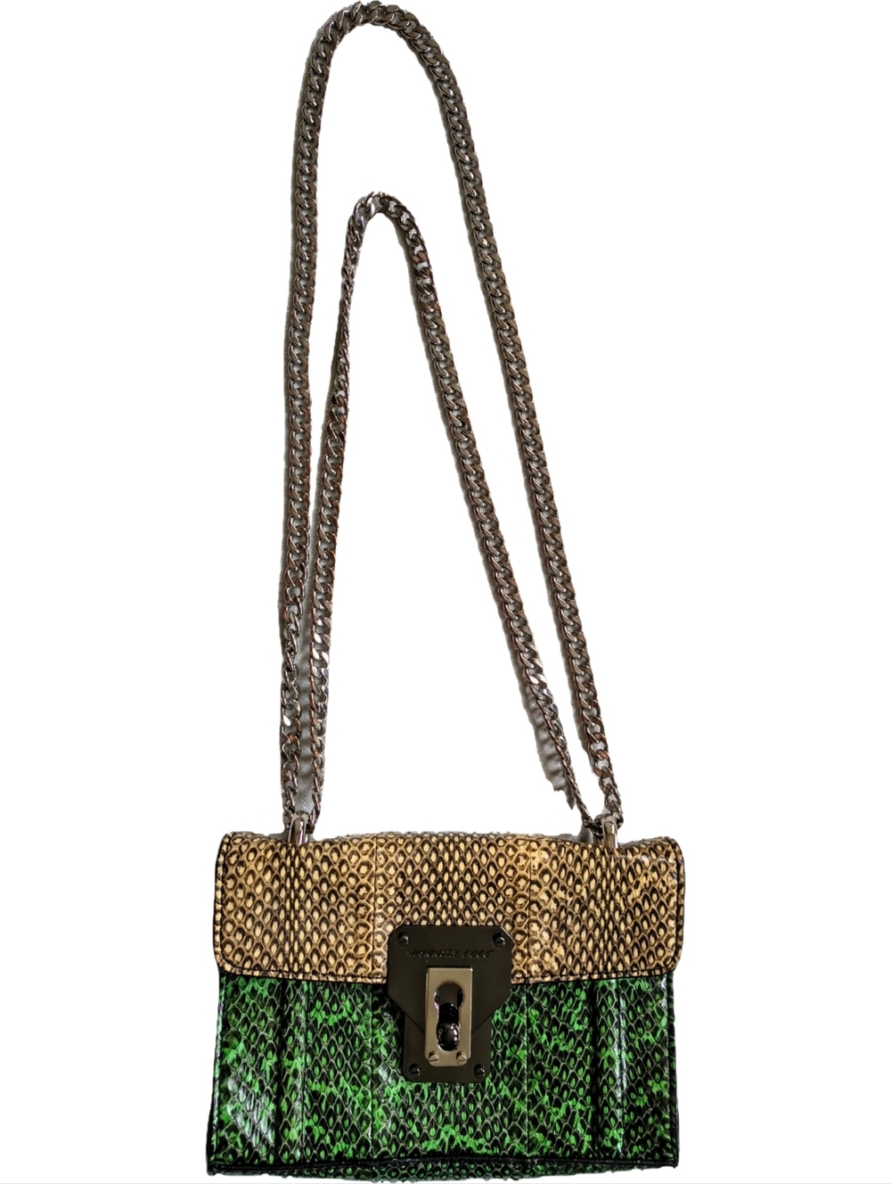 Kenneth Cole Snake Skin Leather Chain Crossbody Bag